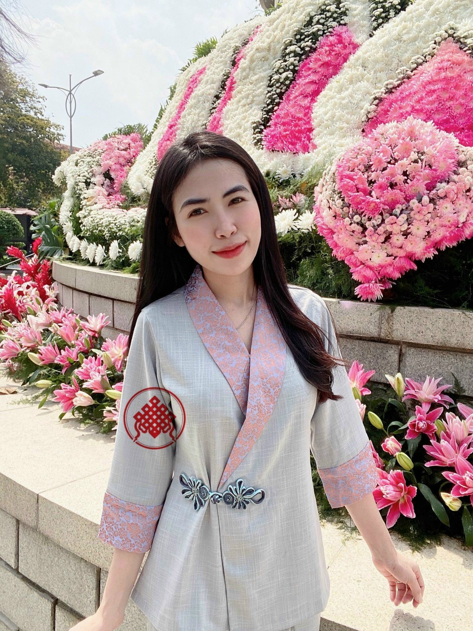 Mẫu 04 đũi lạnh phối gấm Thái Tuấn loại 1 cao cấp (xám)